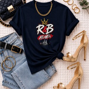 Atlanta Rnb Graffiti Drip Crown | Garment Dyed Heavyweight Tee | R&B Show Shirt Women image 4
