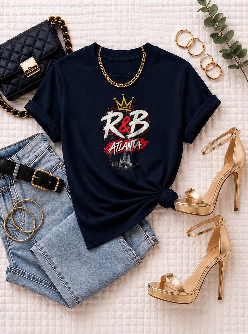 Atlanta Rnb Graffiti Drip Crown | Garment Dyed Heavyweight Tee | R&B Show Shirt Women image 4