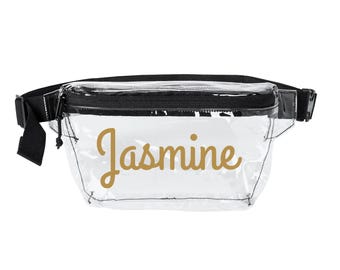 Personalized Clear Fanny Pack - Custom Name Stadium Bag - Concert Belt Bag - Stadium Approved - Gift for Her - R&B Concert Bag