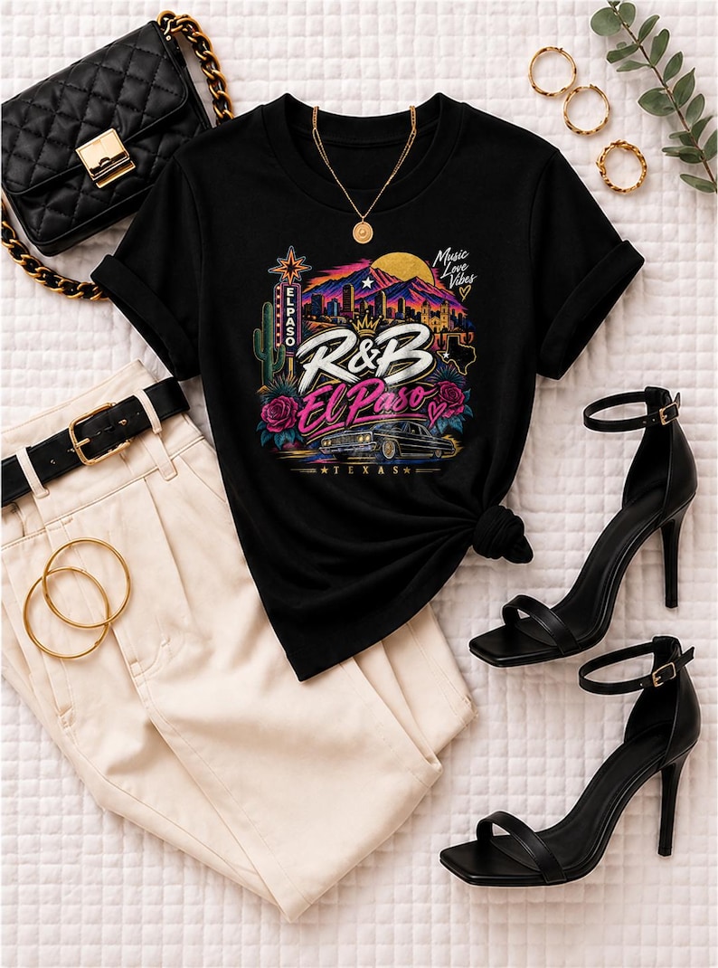 Comfort Colors El Paso RnB Concert Shirt, Music Love Vibes Night Out Tee for Black Women, Concert Lover Gift image 1