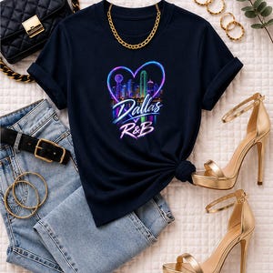 Comfort Colors Dallas RnB Concert Shirt, Neon Heart Skyline Night Out Tee for Black Women, Grown and Sexy Gift image 4