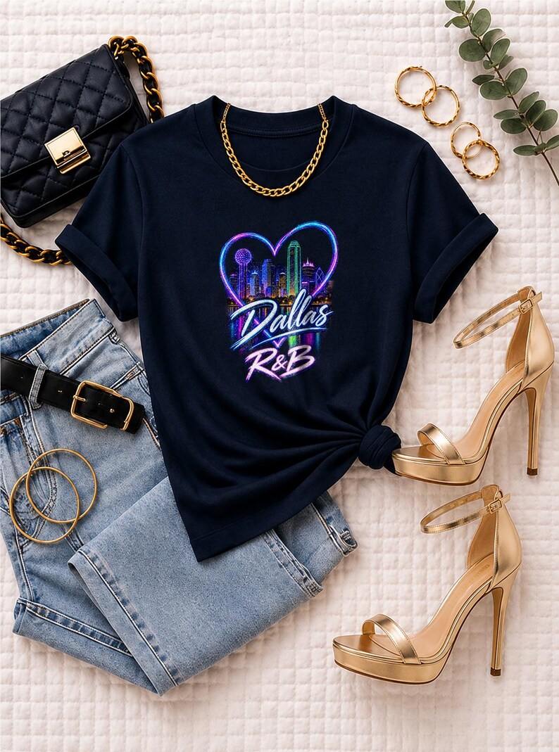 Comfort Colors Dallas RnB Concert Shirt, Neon Heart Skyline Night Out Tee for Black Women, Grown and Sexy Gift image 4