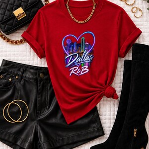 Comfort Colors Dallas RnB Concert Shirt, Neon Heart Skyline Night Out Tee for Black Women, Grown and Sexy Gift image 7