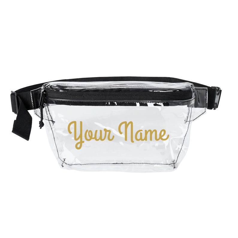 Riñonera transparente personalizada - Bolsa para estadio con nombre personalizado - Bolsa para conciertos - Aprobada para estadios - Regalo para ella - Bolsa para conciertos de R&B imagen 1