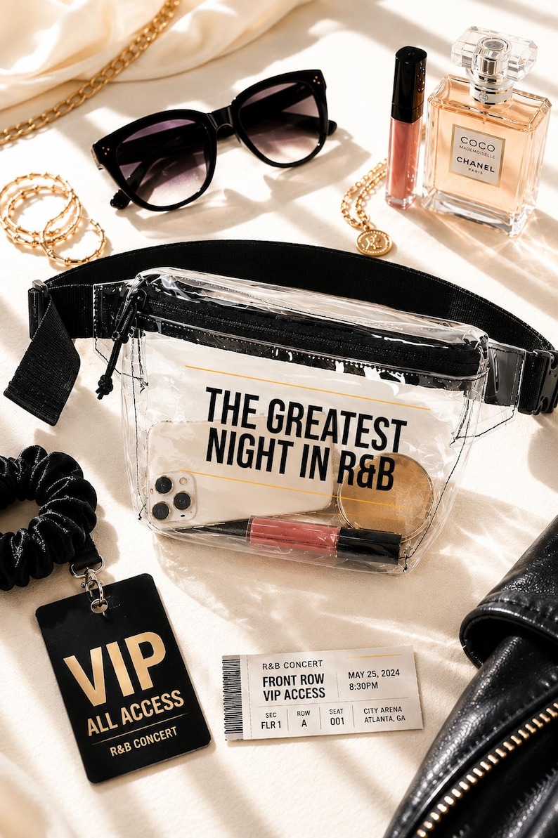 Greatest Night in R&B Design | Clear Concert Fanny Pack Stadium Approved | Clear Belt Bag Women image 1