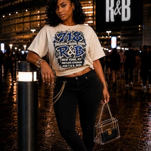 Camiseta de concierto de RnB New York 718 / Brooklyn / Queens / El Bronx / Estilo estadio para mujer imagen 2