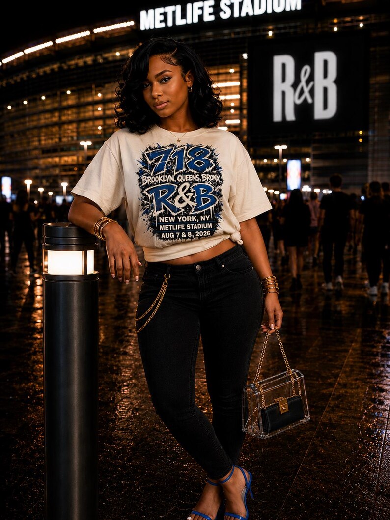Camiseta de concierto de RnB New York 718 / Brooklyn / Queens / El Bronx / Estilo estadio para mujer imagen 2