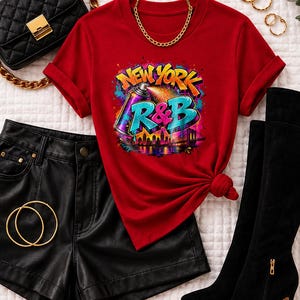 Comfort Colors® New York RandB Concert Shirt, Graffiti Skyline Night Out Tee for Black Women, RandB Concert Outfit image 7