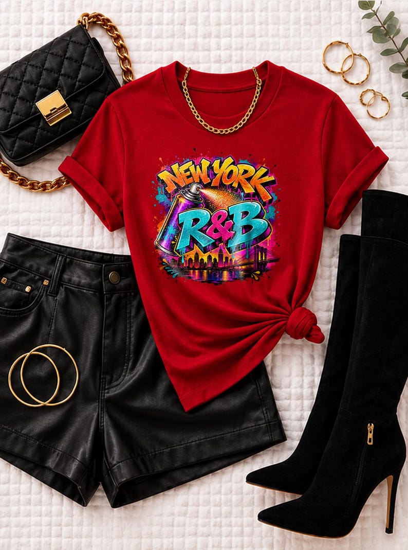Comfort Colors® New York RandB Concert Shirt, Graffiti Skyline Night Out Tee for Black Women, RandB Concert Outfit image 7