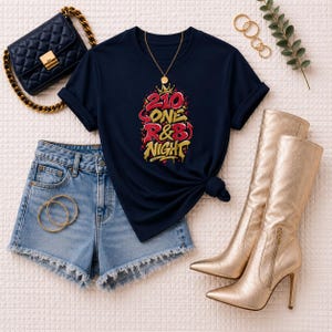 Camiseta Comfort Colors® San Antonio R&B Concert Shirt, 210 One Night Out Tee para mujer negra, conjunto para concierto de R&B imagen 5