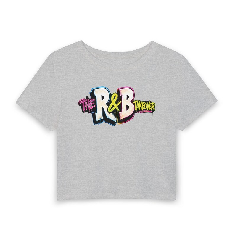 R and B Takeover Fitted Baby Tee Concert Graphic | Women's Cropped Top | Stadium Style image 2