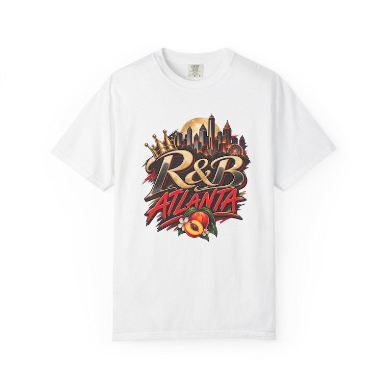 Atlanta Rnb Gold Crown Skyline | Garment Dyed Heavyweight Tee | Concert Lover Gift image 2