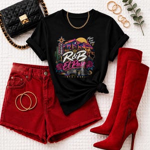 Comfort Colors El Paso RnB Concert Shirt, Music Love Vibes Night Out Tee for Black Women, Concert Lover Gift image 3