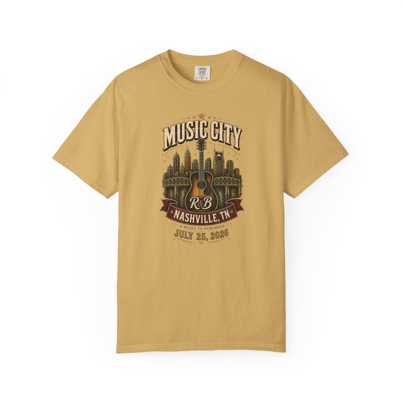 Music City Concert T-shirt | Geverfd, zwaar T-shirt | Cadeau voor muziekliefhebbers (vrouwen) afbeelding 3