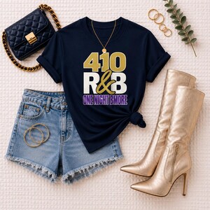 410 Rnb One Night Bmore | T-shirt épais teint en pièce | T-shirt de spectacle R&B pour femme image 7
