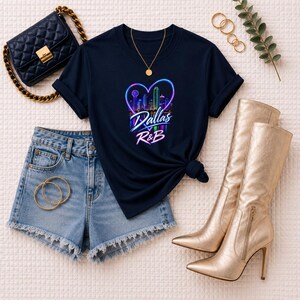 Comfort Colors Dallas RnB Concert Shirt, Neon Heart Skyline Night Out Tee for Black Women, Grown and Sexy Gift image 5