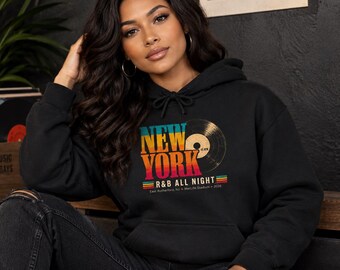 Comfort Colors New York RnB Concert Hoodie, All Night Vintage Graphic for Black Women, Concert Lover Gift