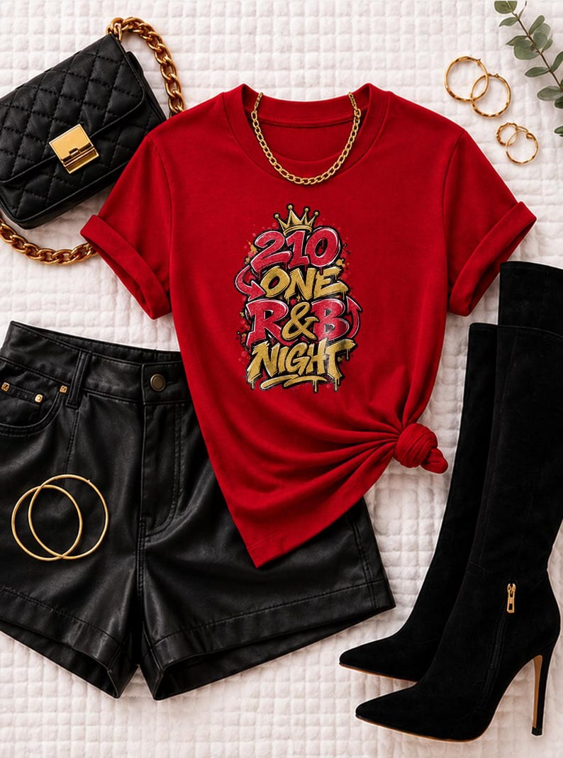 Camiseta Comfort Colors® San Antonio R&B Concert Shirt, 210 One Night Out Tee para mujer negra, conjunto para concierto de R&B imagen 7
