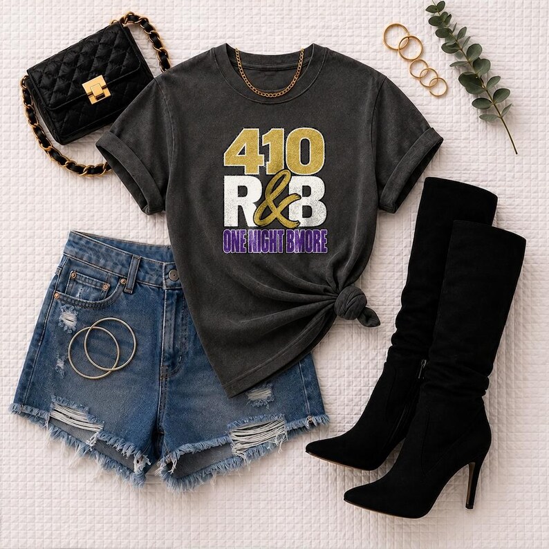 410 Rnb One Night Bmore | T-shirt épais teint en pièce | T-shirt de spectacle R&B pour femme image 10
