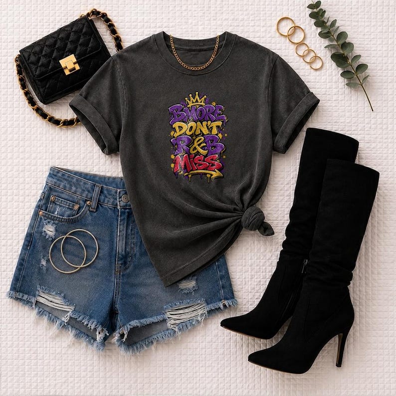 Bmore Don't Rnb Miss | T-shirt épais teint en pièce | T-shirt de spectacle R&B pour femme image 10