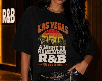 Maglietta Comfort Colors® per concerti R&B a Las Vegas, modello 702 Night Out per donne di colore, stile da stadio elegante e sensuale.