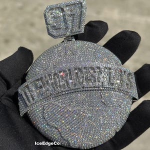 Custom VVS Moissanite Big World Round Pendant In 925 Silver, Customize your Logo, Men&#39;s Iced Out Charm, Rapper Jewelry, Pass Diamond Tester