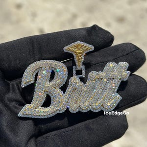 VVS Moissanite Iced Out Letter Pendant, Silver Pendant, Mens iced Out Chain, Custom Pendant, Hip Hop jewelry, Name Pendant, Pass Tester