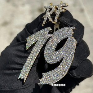 Customize VVS Moissanite Diamond Number Pendant, 925 Silver Men&#39;s Jewelry, Iced Out pendant, rapper Jewelry, Pass Diamond Tester