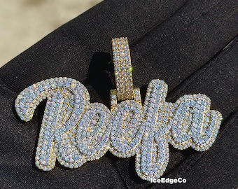 Custom VVS Moissanite Diamond Letter Pendant In 925 Silver, Customize Men & Women Jewelry, Iced Out Pendant, Hip Hop Pendant, Pass Tester