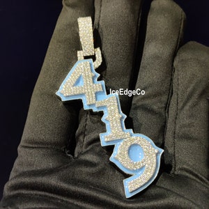 Iced Out VVS1 moissanite Pendant, Number Pendant, Mens Custom Charm, Hip Hop Jewelry, Customized Silver Pendant, Birthday Gift, Pass Tester