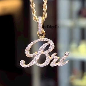 Colgante helado de moissanita VVS, joyería de plata, colgante de letra personalizado, colgante de nombre, cadena helada personalizada, probador de pase, colgante unisex