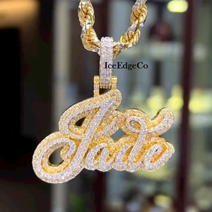 VVS Moissanite iced Out Pendant, Name Pendant, custom Letter pendant, Silver Pendant, Customiced Iced Out Chain, Pass Tester, unisex Pendant
