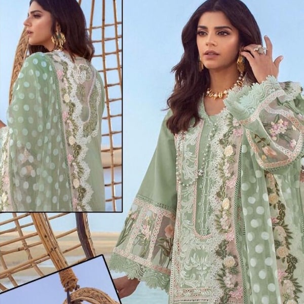 Pakistani dress Indian dress Designer dress Eid dress high quality cotton Chikan Kari