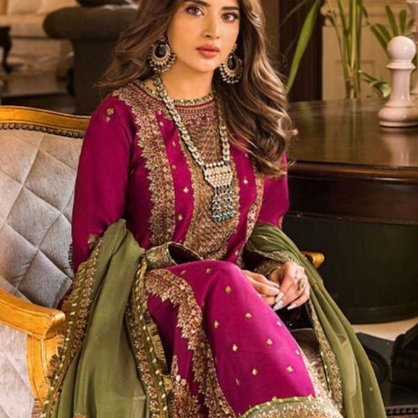 Robes de mariée pakistanaises costume mehndi robes indiennes collection designer churidaar costume eid dernier style