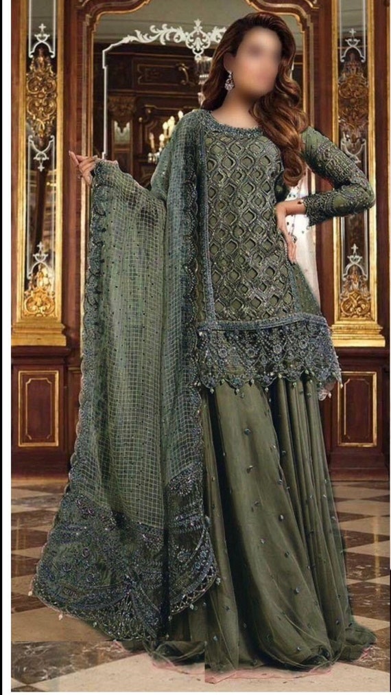 Dark Black Color Party Wear Georgette Embroidered Unstitched Pakistani –  fashionnaari