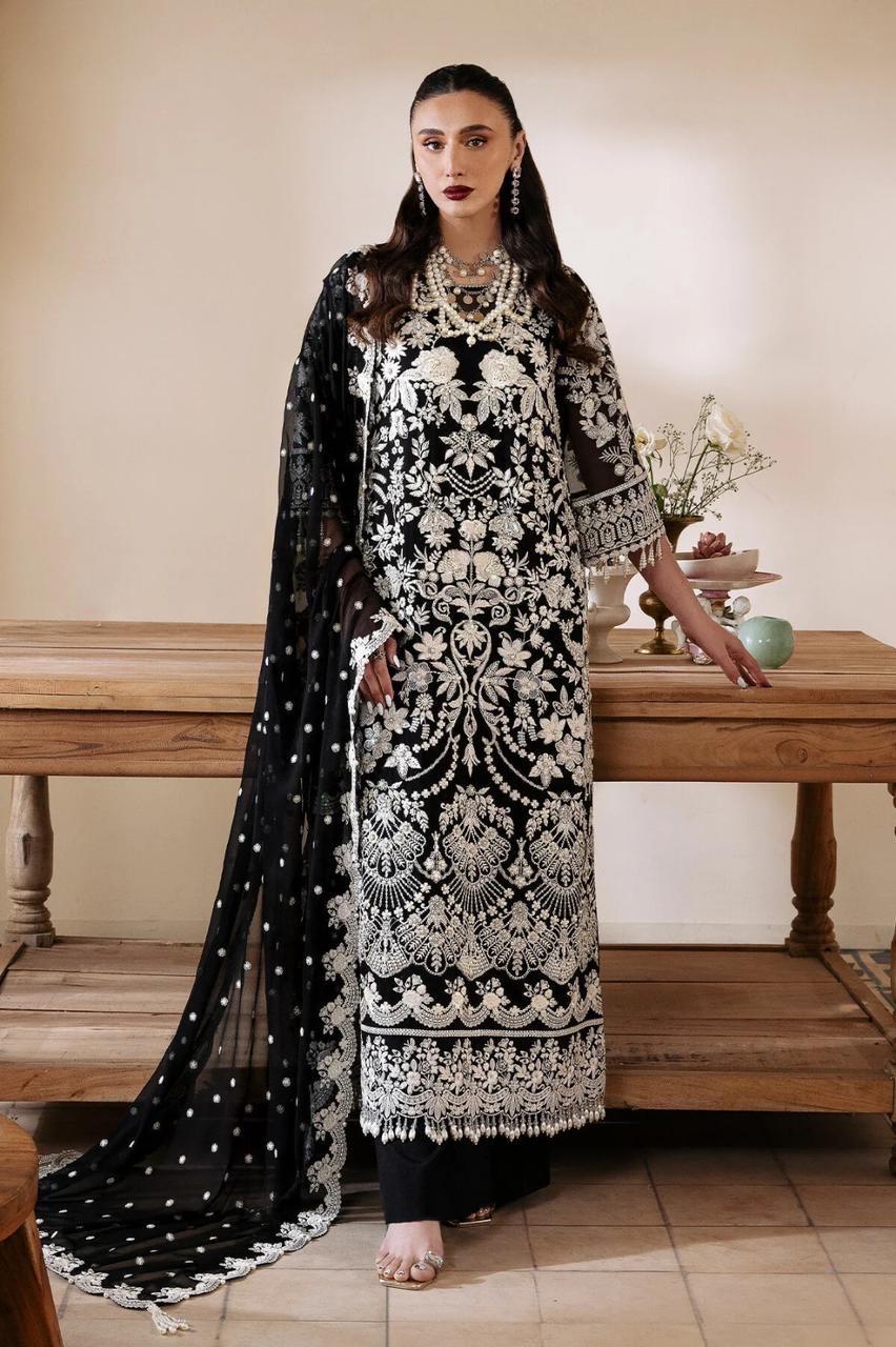 white christmas dresses Traditional Pakistani Embroidered Long Kameez Party Dress – Nameera by  Farooq