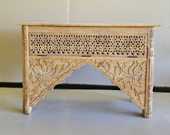 Special Sale !!! Handmade Console Carved Table,Art Decor End Table,Entryway Table,Console Table,Carved Table,Solid Wood Table 48x32x16"