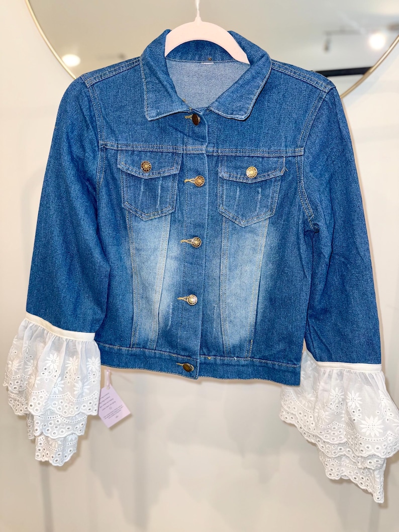 Ruffle Button Jacket Denim Jacket With Ruffle Sleeves - Etsy