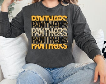 Panthers Crewneck Sweatshirt / Pigment Dyed Sweatshirt / Spirit Wear / Black and Yellow Panthers /