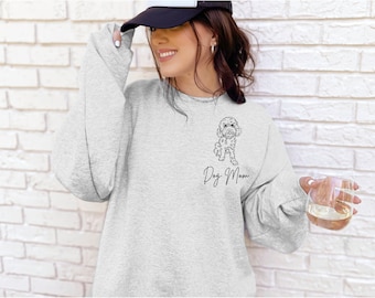Personalized Dog Mom Crewneck Sweatshirt / Paw Print Cuffs / Dog Mom Shirt / Customized Dog Mom Sweatshirt /