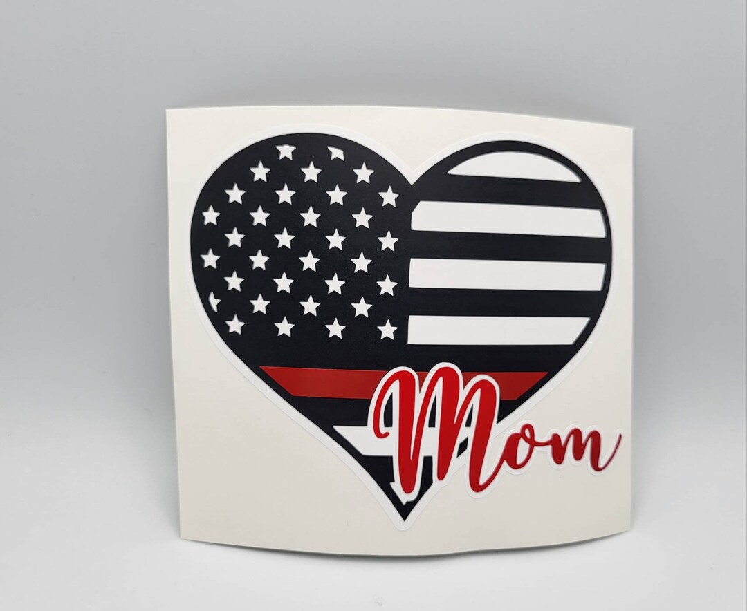 Thin Red Line Heart USA Flag Mom Decal Sticker Car Decal - Etsy UK