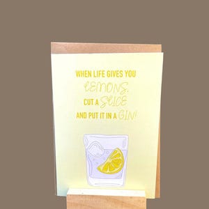 Gin-wenskaart | leuke illustratie | gerecycled papier | blanco binnenkant