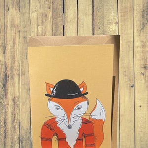 Fox birthday card | animal illustration greetings card | recycled paper | blank inside