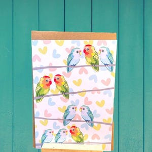 Vogelwenskaart | patroonillustratie | gerecycled papier | blanco binnenkant