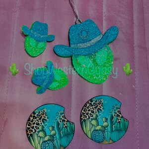 Cowboy Alien Car Freshie Set With Car Coasters | Western | Cowboy | Cowgirl