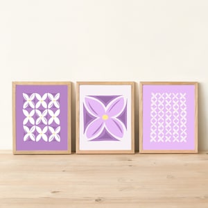 Heilala and Tongan Pattern modern art - Purple, Lavender and white