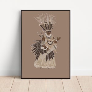 Serie de niñas/mujeres/niña isleña de Papúa Nueva Guinea/impresión de las islas de Melanesia/Pacífico/impresiones en tonos neutros oscuros/marrones