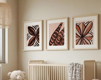 Tongan Ngatu Art Print: Warm Brown Pacific Island Design (Digital Download)