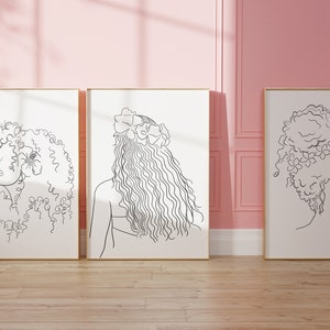 Our hair is our crown series | Pacific Island Woman/Girl Hair Series| 3 Piece Black and white print