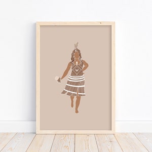 Maori Mädchen | Island Girl Serie | Polynesische |Pazifische Inseln Poster| Beige/Neutraltöne
